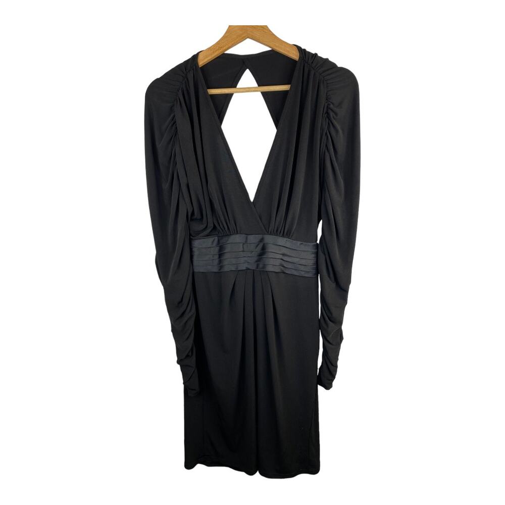 Sue Wong Womens Size 10 Open Back Ruched Satin Formal Black Party Dress size 10